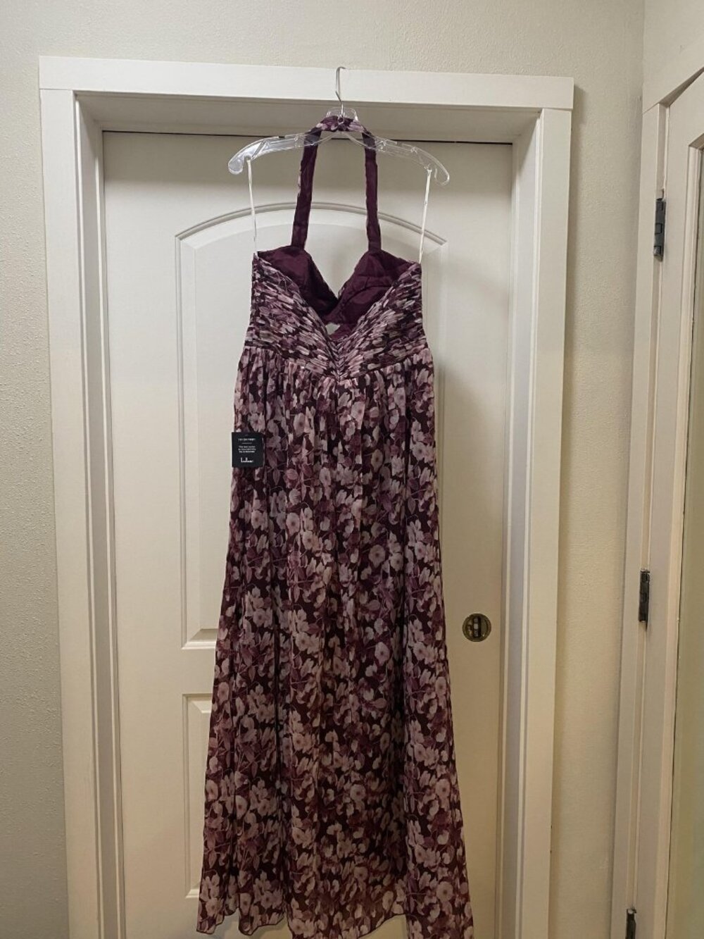 Lulu's Plum Floral Halter Maxi Dress - Picture 5 of 5